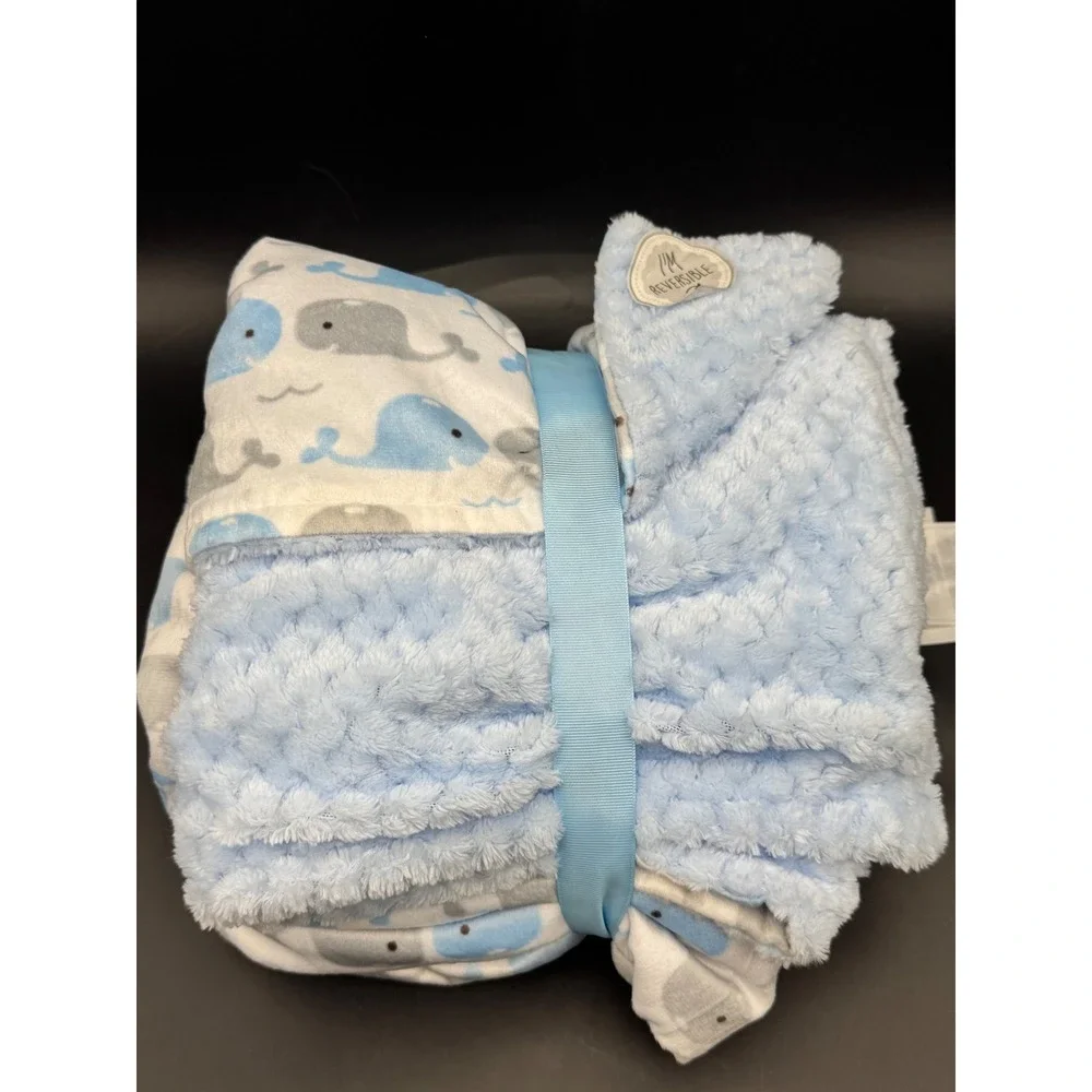 Petite L'Amour Baby Blanket Travel Pillow Whale 30x40 NWT Plush Security Blanket